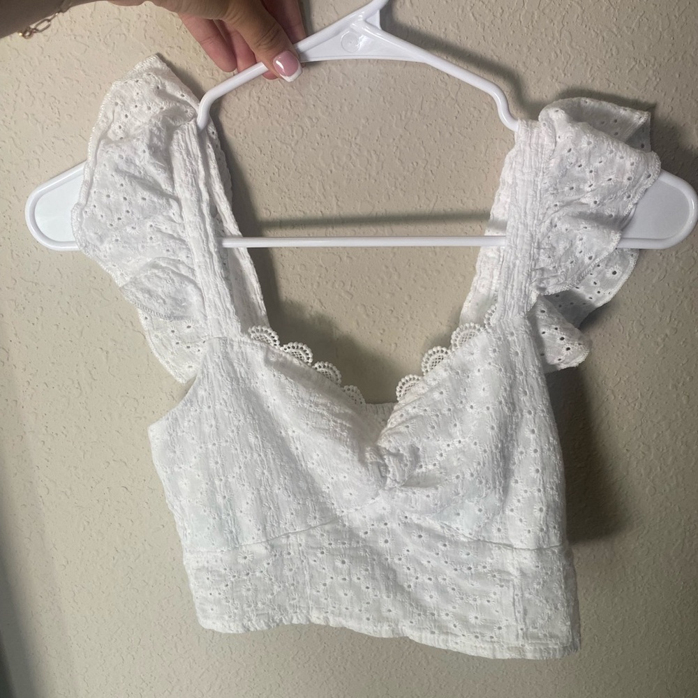 SHEIN White Eyelet Lace Blouse